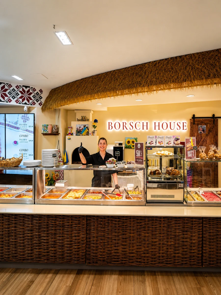The Borsch House counter and a member of the team in Halifax